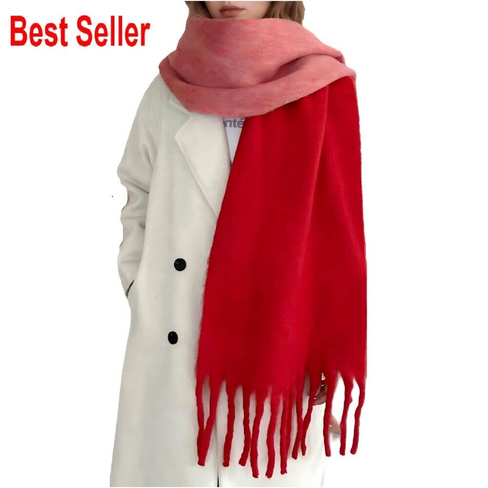 Oversized Chunky Mohair Scarf Shawl Wrap Vintage Elegant Winter Accessory